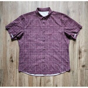 Lululemon Mens Size XXL Red Geometric Airing Easy Performance Button Front Shirt